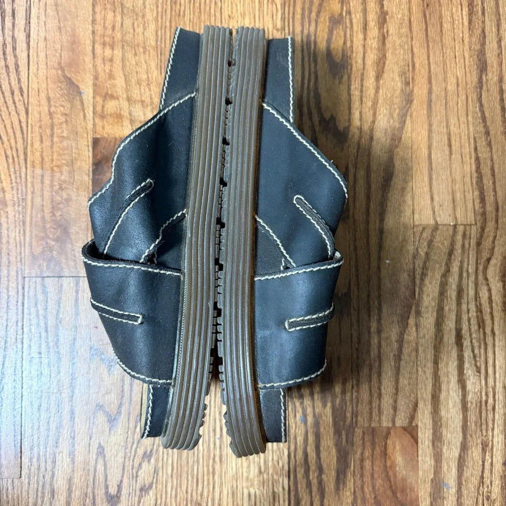 Skechers USA Vintage Mens 13 Grunge Y2K Chunky Leather Cross Strap Slide Sandals